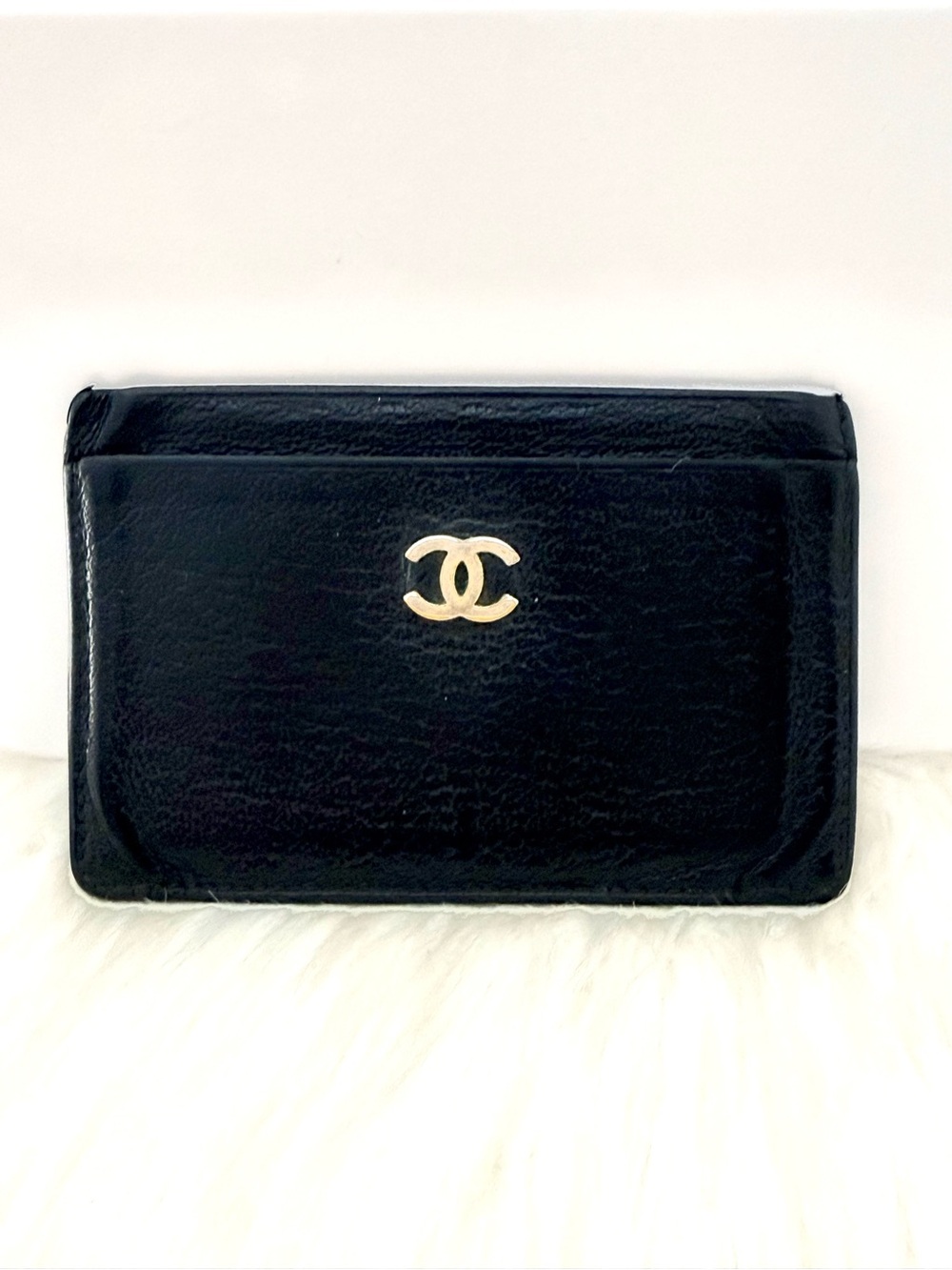 CHANEL CC Logo Leather Card Holder Wallet